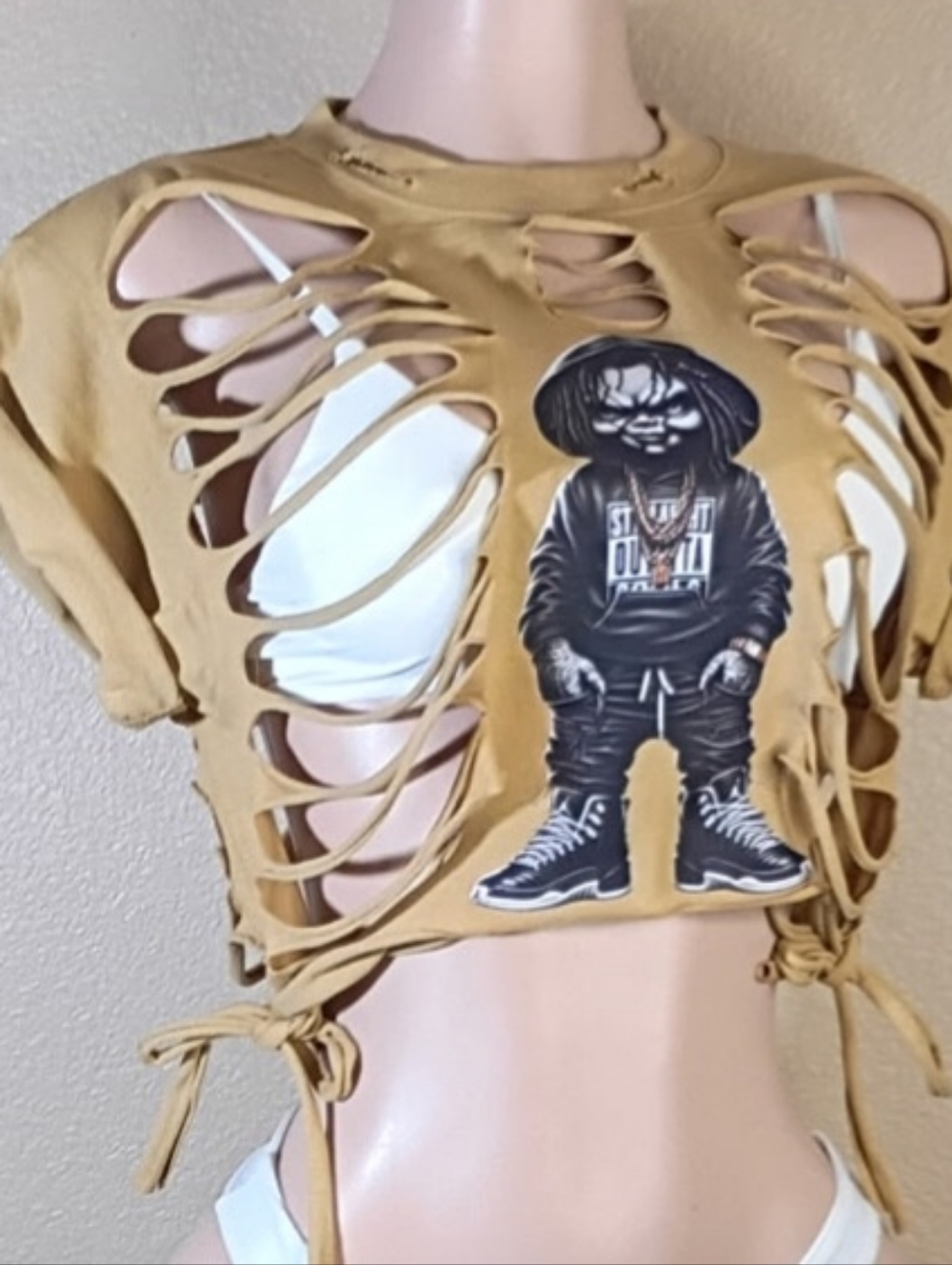Chucky Custom Distressed Crop Top - Picture 3 of 7